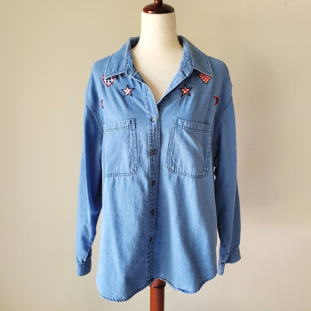 Vintage Denim Plus Size Marsh Landing 2x Button Down Top